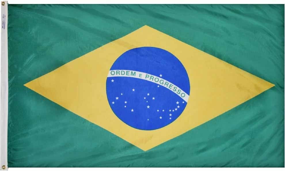 Brazil 2' x 3' Nylon Outdoor Flag with Brass Grommets