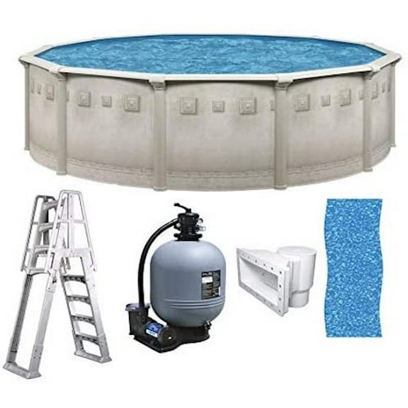 Brazil 21' x 52" Round Above Ground Swimming Pool Premium Package