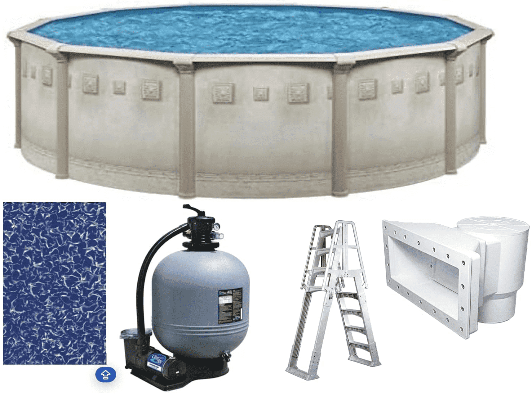 Brazil 24' x 52" Round Above-Ground Swimming Pool Premium Package