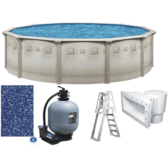 Brazil 24' x 52" Round Above-Ground Swimming Pool Premium Package