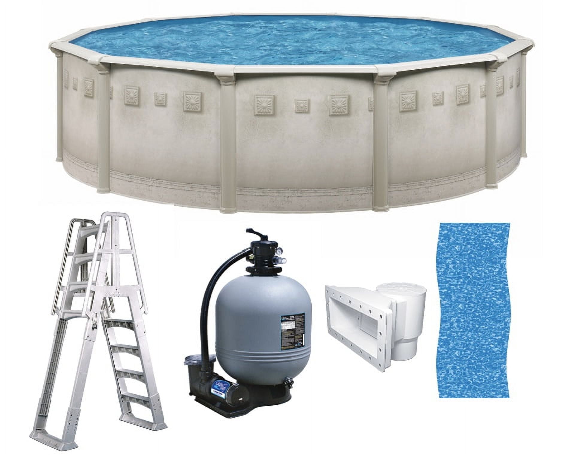 Brazil 27' x 52" Round Above Ground Swimming Pool Premium Package