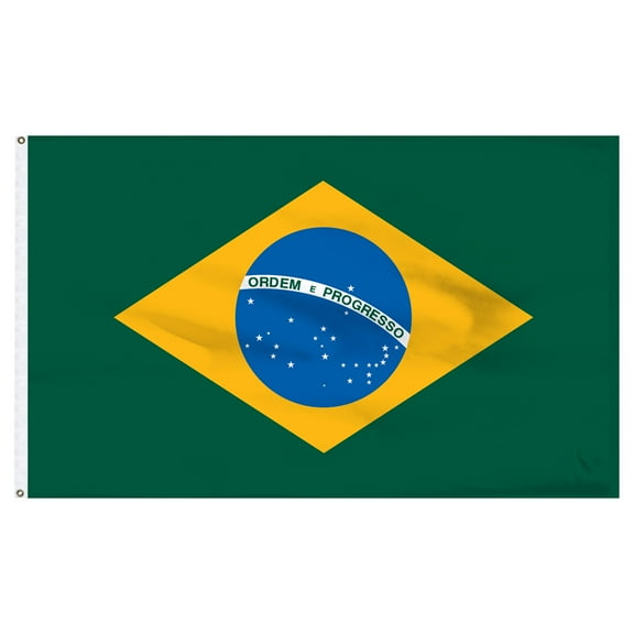 Brazil 3x5ft Nylon Flag with Indoor Pole Hem and Fringe