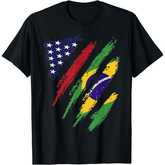 Brazil American Grown Flag USA Patriot Heritage Month T-Shirt