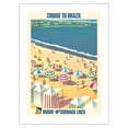 thumbnail image 1 of Brazil - Brazilian Beach Resort - Moore-McCormack Lines - Vintage Ocean Liner Travel Poster c.1964 - Bamboo Fine Art 290gsm Paper (Unframed) 12x16in, 1 of 4