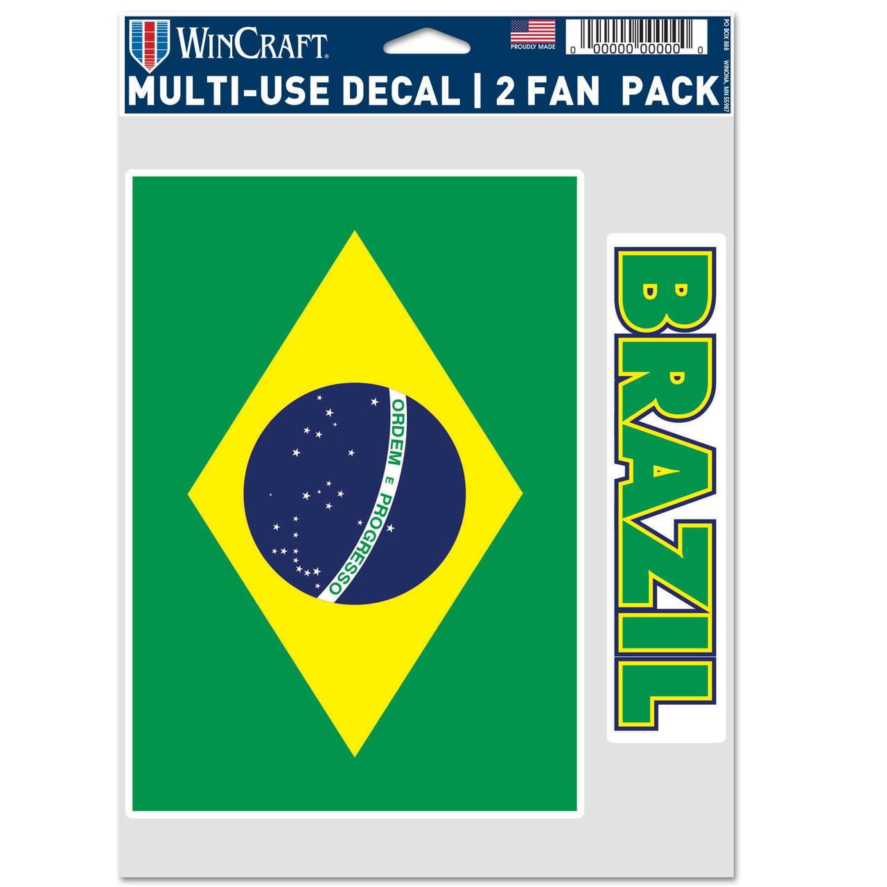 Brazil Country 5" x 7.75" 2 Fan Pack Decal