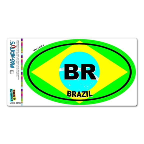 Brazil Country Flag - BR Euro Oval Flag MAG-NEATO'S(TM) Car/Refrigerator Magnet