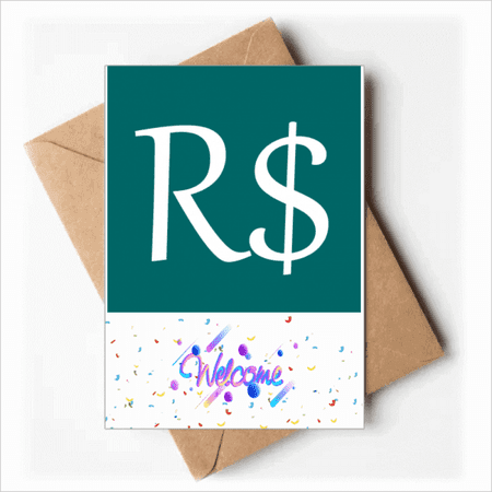 Brazil Currency Symbol Real BRL Welcome Back Greeting Cards Envelopes Blank