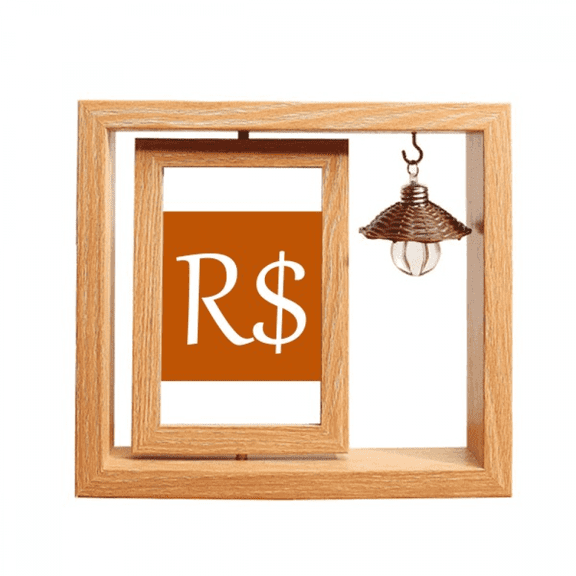 Brazil Currency Symbol Real BRL Wooden Rotating Picture Photo Frame 4x6