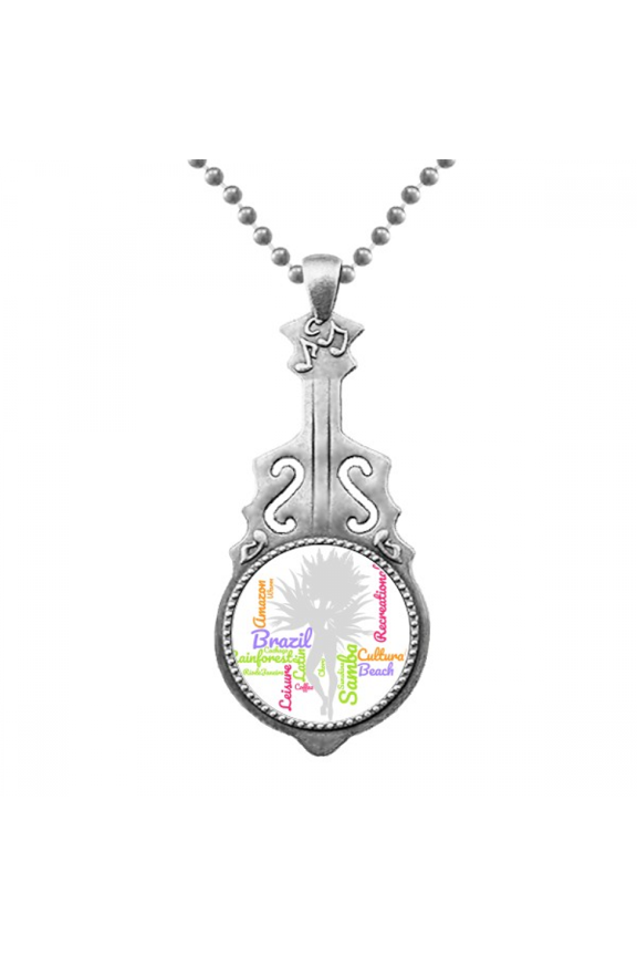Brazil Dance Samba Culture Wordcloud Pendant Jewelry Music Guitar Torque Hangtag