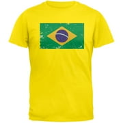 Brazil Distressed Flag Yellow T-Shirt - 2X-Large