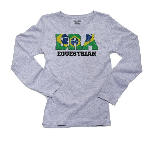 Brazil Equestrian - Olympic Games - Rio - Flag Women's Long Sleeve Grey T-Shirt