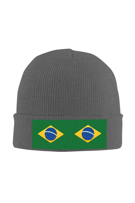 Brazil Flag Beanie Hat Knit Hat Skull Cap for Men Women Winter Hat Deep Heather