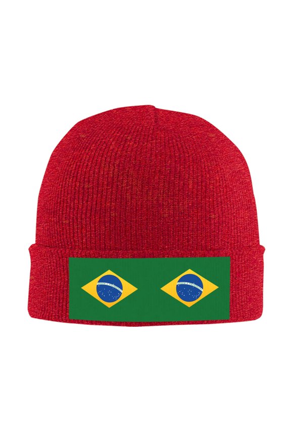 Brazil Flag Beanie Hat Knit Hat Skull Cap for Men Women Winter Hat Red
