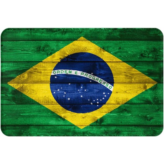 Brazil Flag Doormat 16x24 Inch Indoor Outdoor Non-Slip Welcome Mat Carpet Rug
