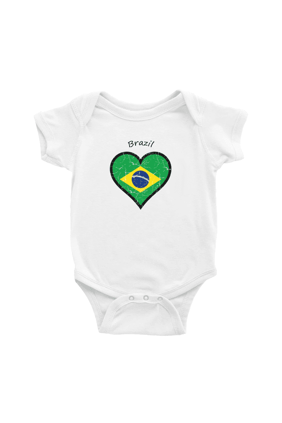 Brazil Flag Heart Love Cute Baby Clothing Bodysuits Boy Girl Clothes
