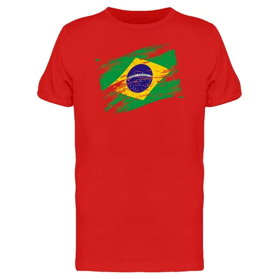 Brazil Flag In Grunge Style T-Shirt Men -Image by Shutterstock, Male XX-Large