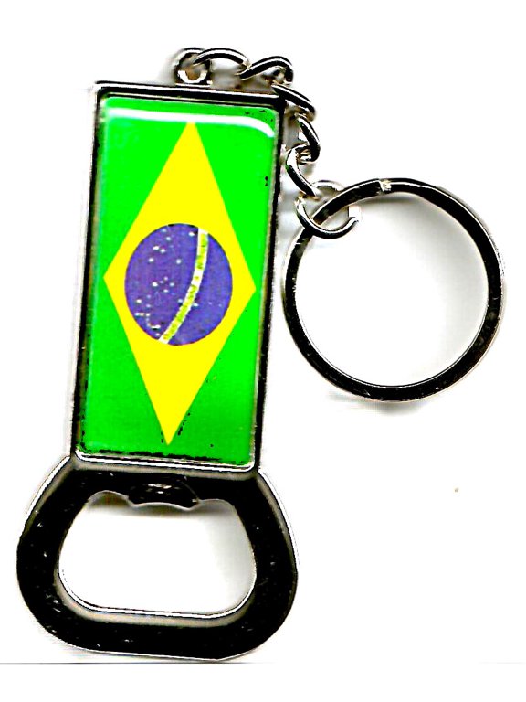 Brazil Flag Key Chain Ring Bottle Bottlecap Opener (New)