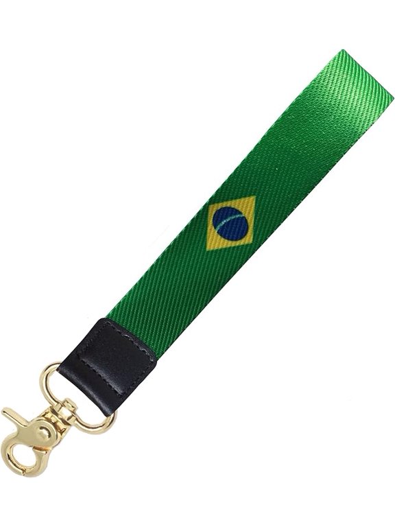Brazil Flag Keychain,Brazilian Wristlet Strap Lanyard Keychain Holder with Key Ring Cell Phone lanyards Key Chain Holder,Be Used for Car ID Backpacks Luggage Motorcycles,Gifts - EDC.