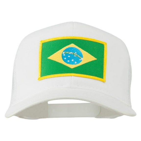 Brazil Flag Patched Mesh Cap - White OSFM