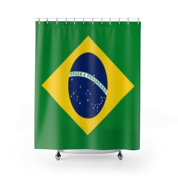 Brazil Flag Premium 71"x74" Waterproof Shower Curtain for Stylish Bath Decor