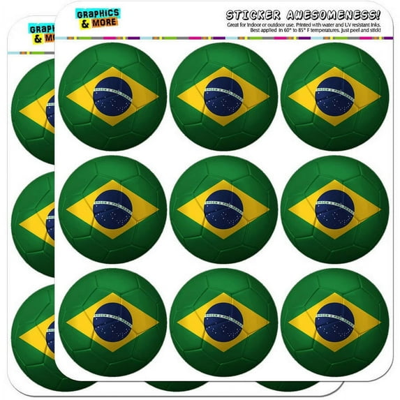 Brazil Flag Soccer Ball Futbol Football 18 2" Planner Calendar Scrapbooking Crafting Stickers