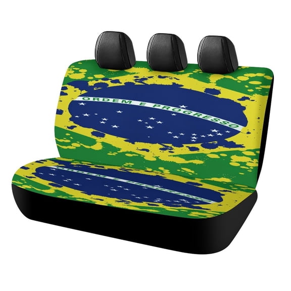 Brazil Flag Splash Art Print Car Accessories Car Rear Seat Covers Fashion Auto Back Seat Protector Decoration Universal Auto Interior