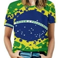 thumbnail image 1 of Brazil Flag Splash Art Women's Short Sleeve Tops Casual Blouses T Shirt, 1 of 6