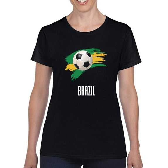 Brazil Football Soccer T-Shirt Women -Smartprints Designs, Female x-Large