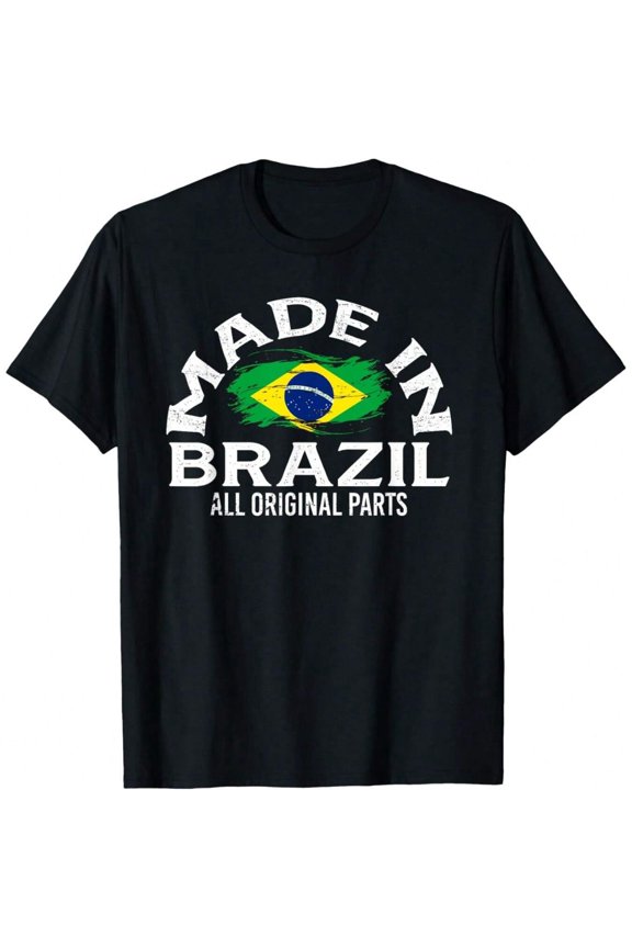 Brazil For Women Brazilian Made Flag For Men Brasil T-Shirt - Casual Crew Neck, Short Sleeve Top, Perfect For Spring & Summer