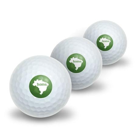 Brazil Home Country Novelty Golf Balls 3 Pack - Solid Green