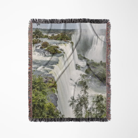 Brazil, Iguazu Falls. Landscape Of Waterfalls., Woven Blanket