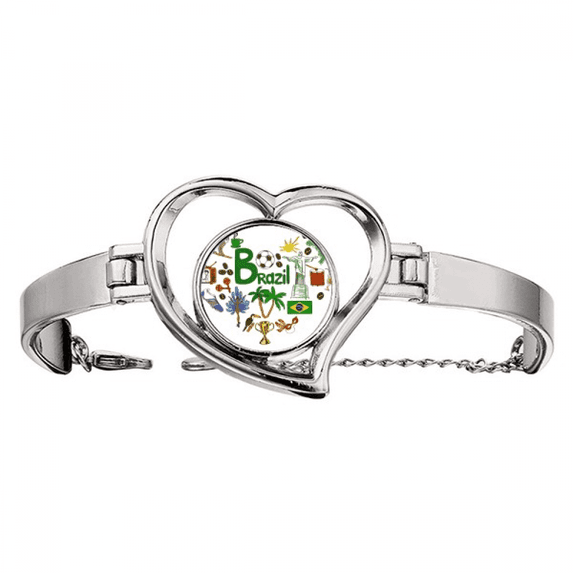 Brazil Love Heart Landscap National Flag Bracelet Heart Jewelry Wire Bangle