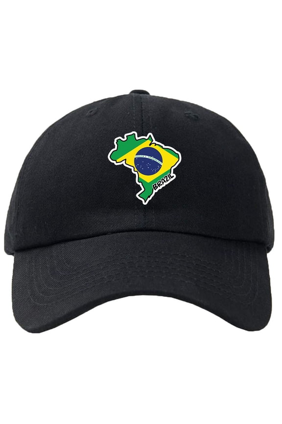Brazil Map Flag Baseball Cap Hat Hook & Loop Closure - Personalize it!