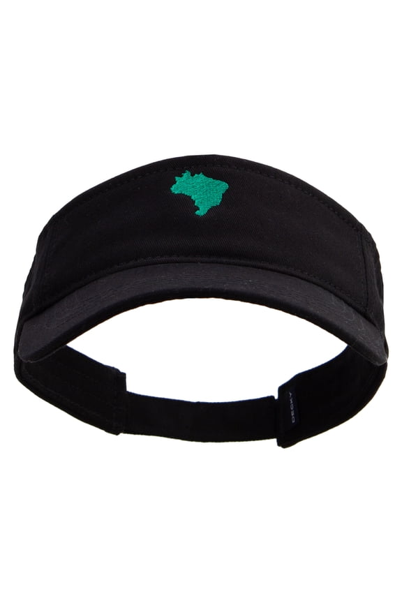 Brazil Map Logo Embroidered Brushed Sports Visor - Black OSFM