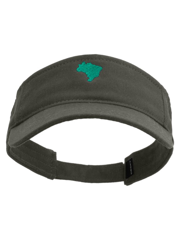Brazil Map Logo Embroidered Brushed Sports Visor - Charcoal OSFM