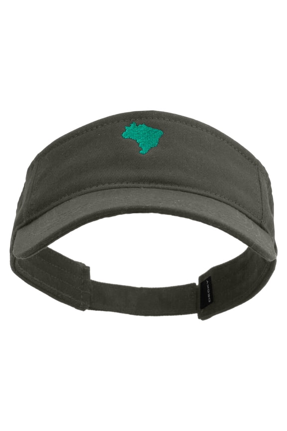 Brazil Map Logo Embroidered Brushed Sports Visor - Charcoal OSFM