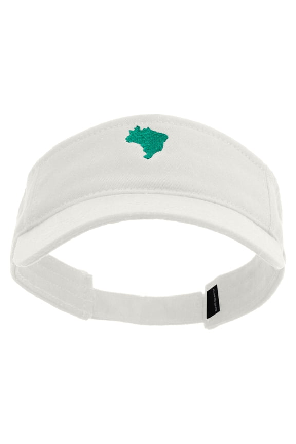 Brazil Map Logo Embroidered Brushed Sports Visor - White OSFM