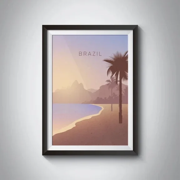 Brazil Minimal Travel Poster Rio De Janeiro Brazilian Beach Minimalist Home Decor Vintage Art Print Cute Birthday Gift Wall Art
