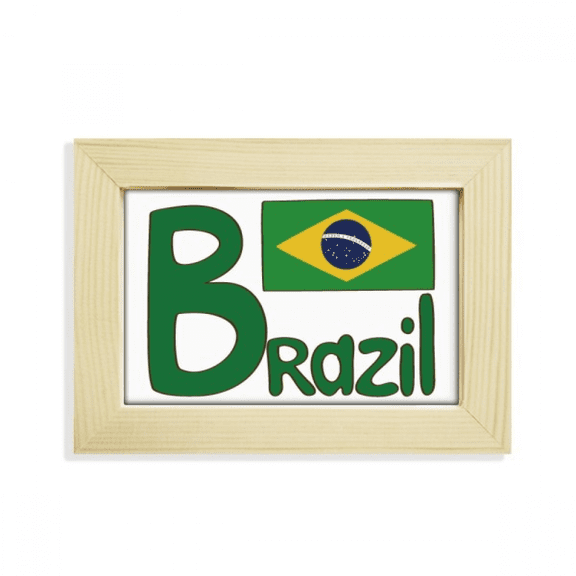 Brazil National Flag Green Pattern Desktop Decorate Photo Frame Picture Art Painting 5x7 inch