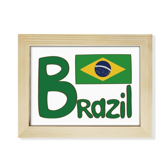 Brazil National Flag Green Pattern Desktop Photo Frame Picture Art Decoration Painting 6x8 inch