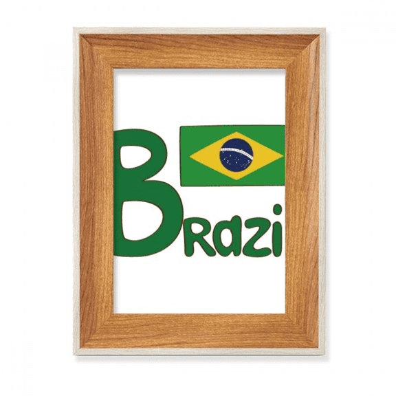 Brazil National Flag Green Pattern Desktop Wooden Photo Frame Display Picture Art Painting Multiple Sets
