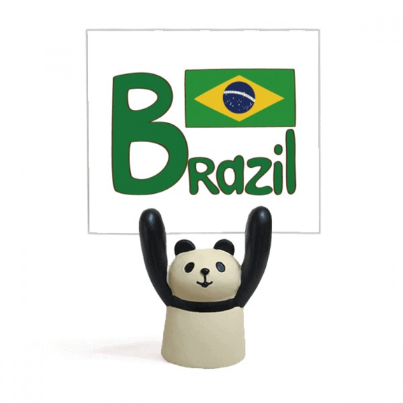 Brazil National Flag Green Pattern Memo Holder Cartoon Animal Panda Stand Decoration