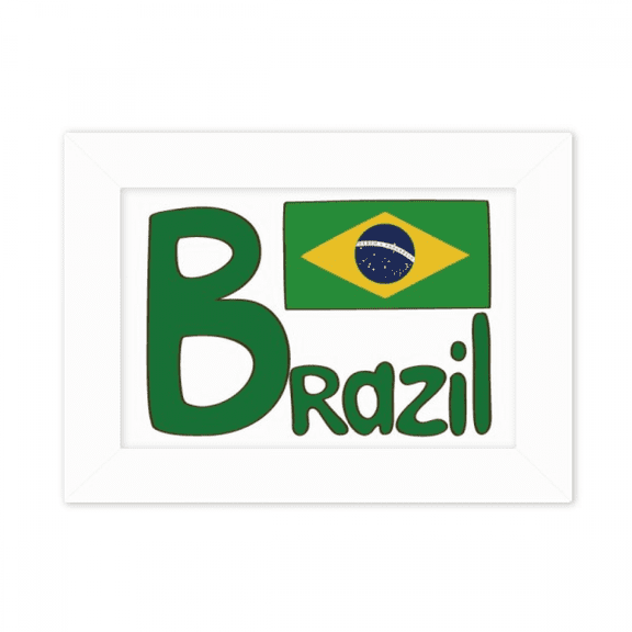 Brazil National Flag Green Pattern Photo Mount Frame Picture Art Painting Desktop 5x7 inch