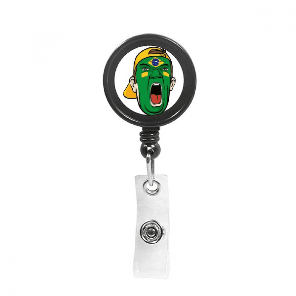 Brazil National Flag Makeup Screang Cap Retractable Keychain Badge Holder ID Badge