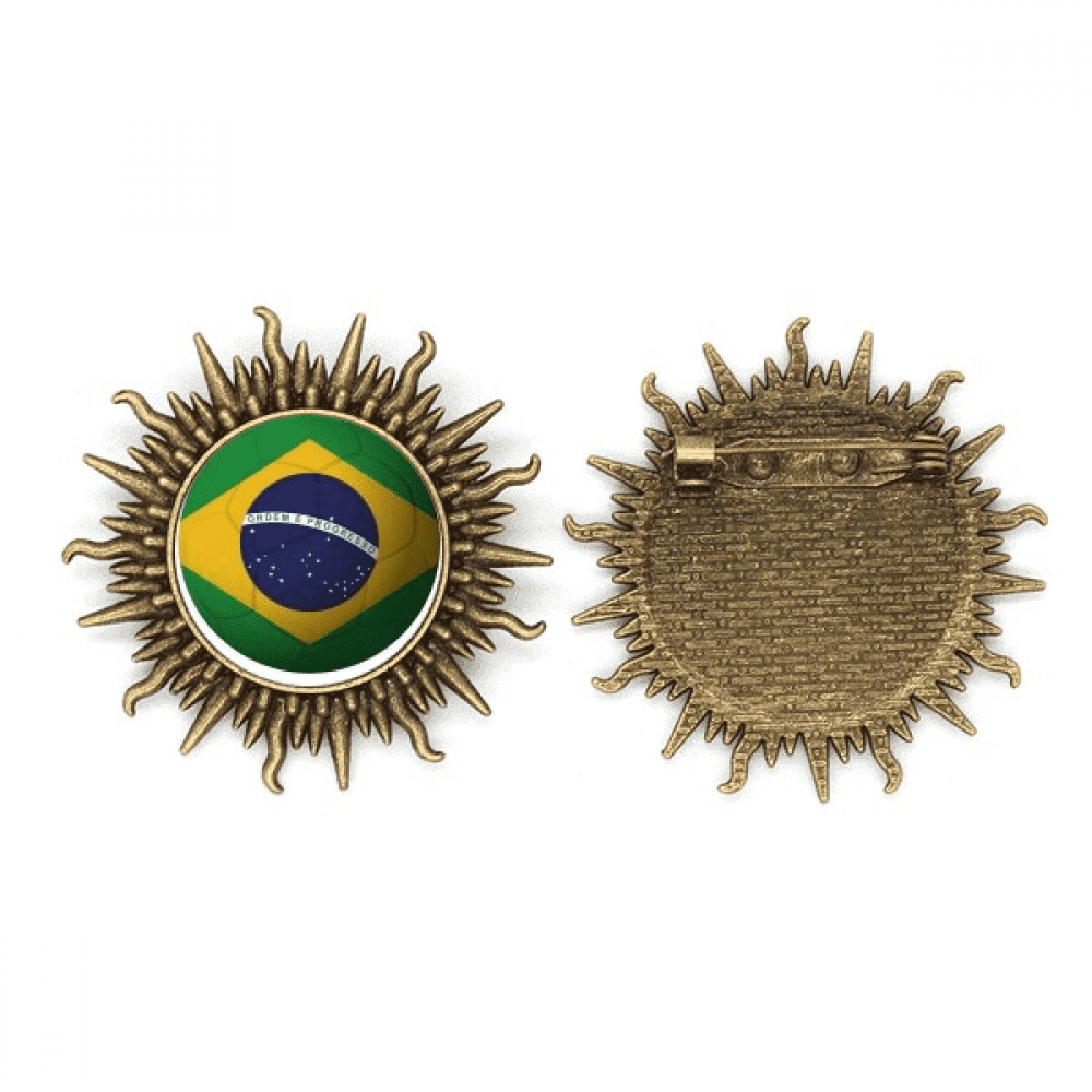 Brazil National Flag Soccer Football Metall Sonne Brosche Haken Pin ...