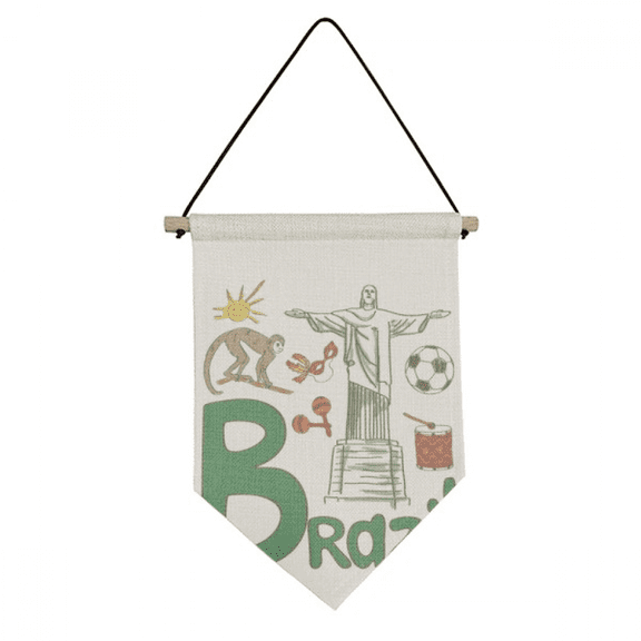 Brazil National symbol Landmark  Pattern Canvas Flag Hanging Wall Art Decor Banner