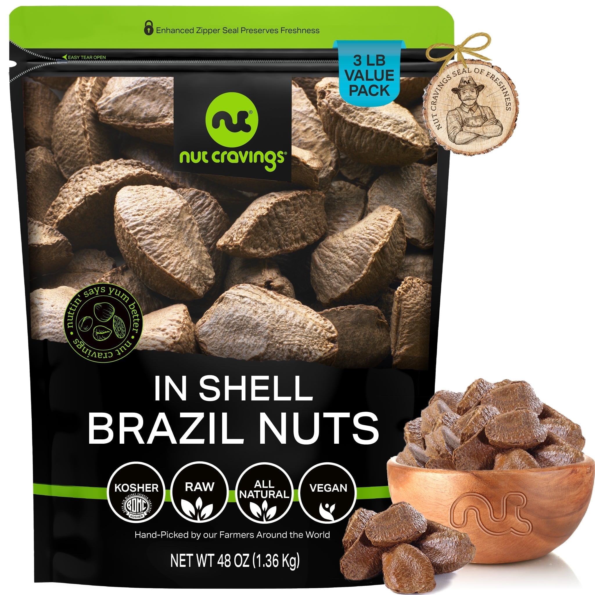 1lb Unsalted Dry Roasted Brazil Nuts - Oven Roasted, Shelled, Vegan