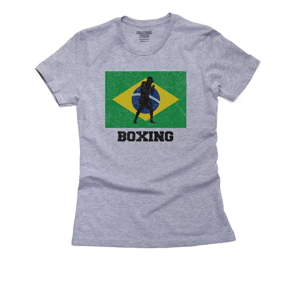 Brazil Olympic - Boxing - Flag - Silhouette Women's Cotton Grey T-Shirt