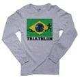 thumbnail image 1 of Brazil Olympic - Triathlon - Flag - Silhouette Men's Long Sleeve Grey T-Shirt, 1 of 2