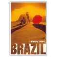 thumbnail image 1 of Brazil - Pan American World Airways - Vintage Airline Travel Poster c.1975 - Master Art Print (Unframed) 13in x 19in, 1 of 4